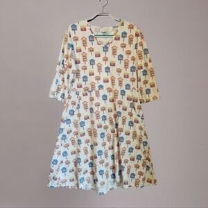 Svaha Women's Colorful Little Library Print Midi Dress! Pockets!!!